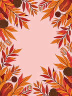Autumn Leaves Floral Border Design Rug