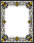 Black Yellow Floral Scroll Border Rug