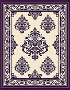 Ornate Damask Scroll Pattern Rug