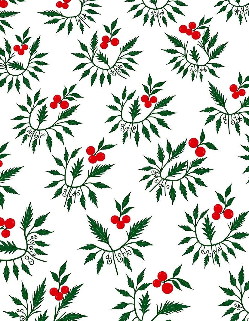 Red Berry Fern Cluster Rug