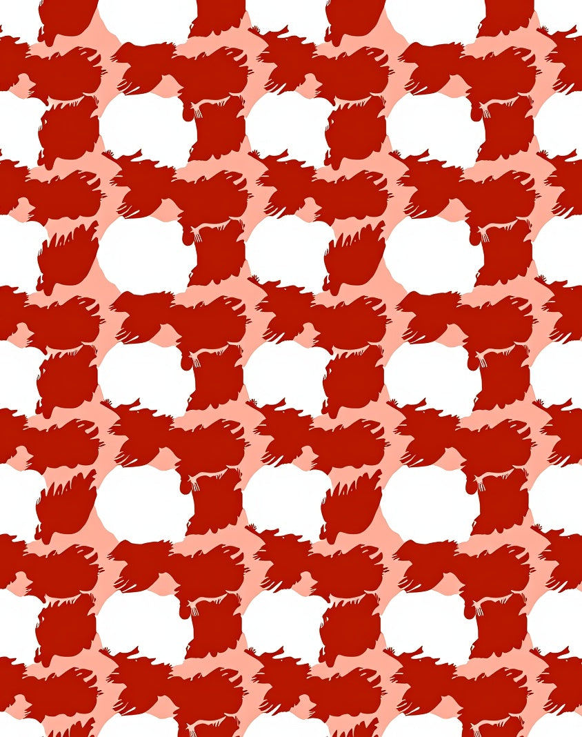 Abstract Red White Brushstroke Pattern Rug