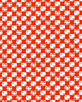 Red White Checkerboard Floral Pattern Rug