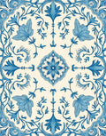 Classic Blue Floral Vine Mandala Rug