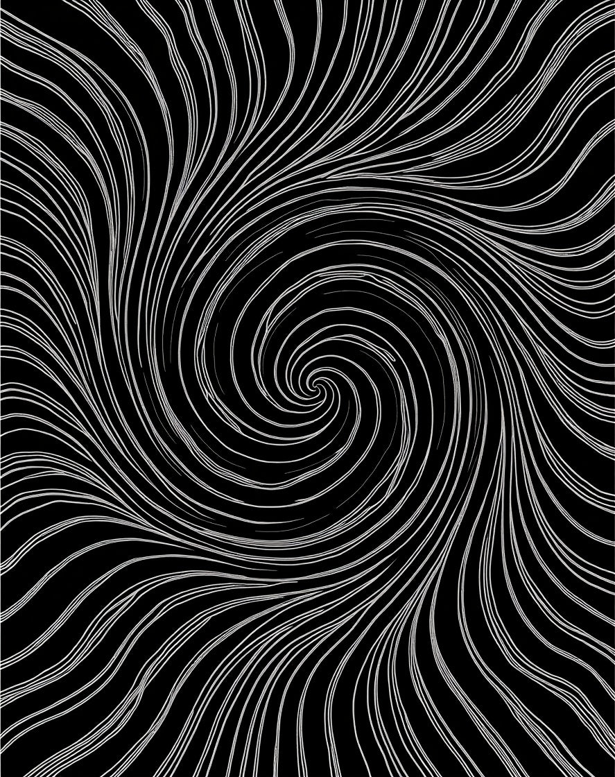 Black White Swirl Dynamic Abstract Rug