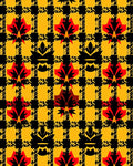 Bold Plaid Red Floral Pattern Rug