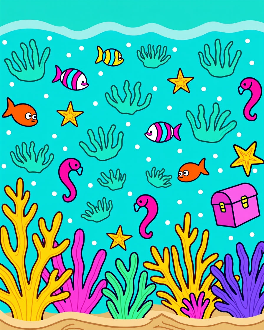 Underwater Friends Coral Pattern Rug