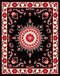 Bold Red Floral Medallion Design Rug