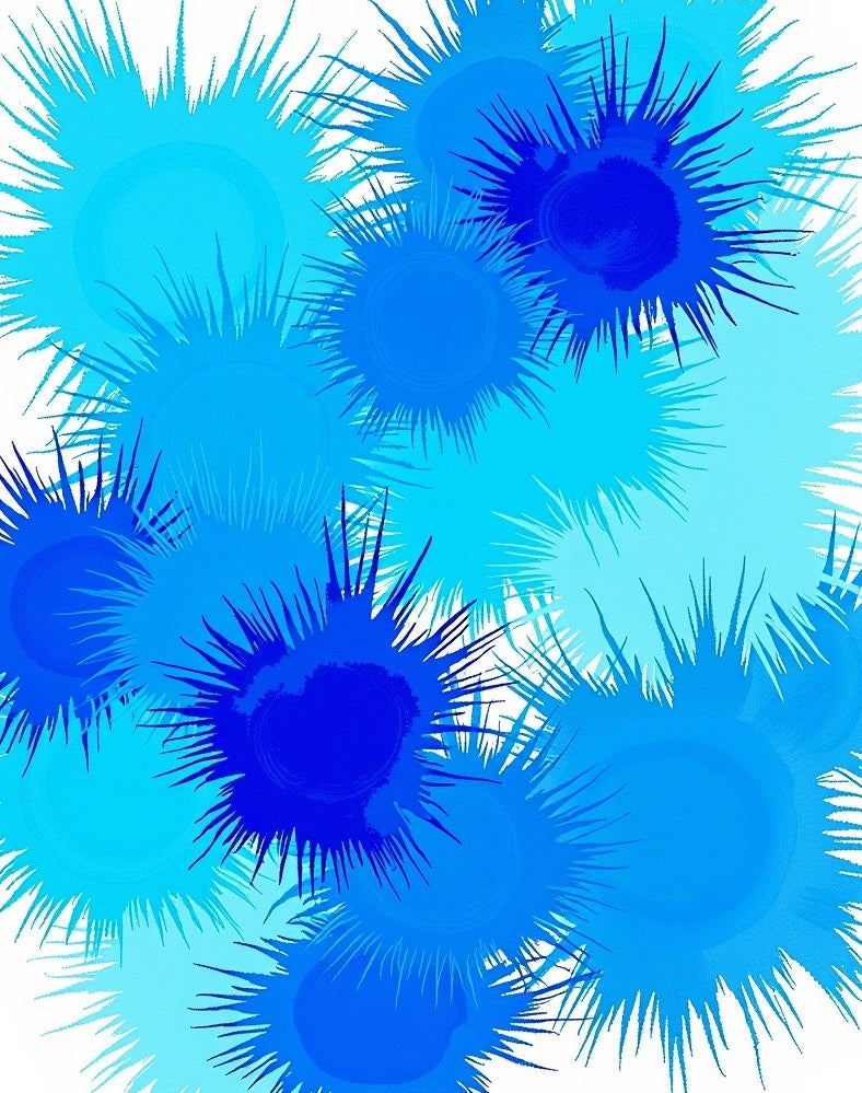Dynamic Blue Spiky Sunburst Rug