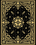 Elegant Black Gold Floral Border Rug