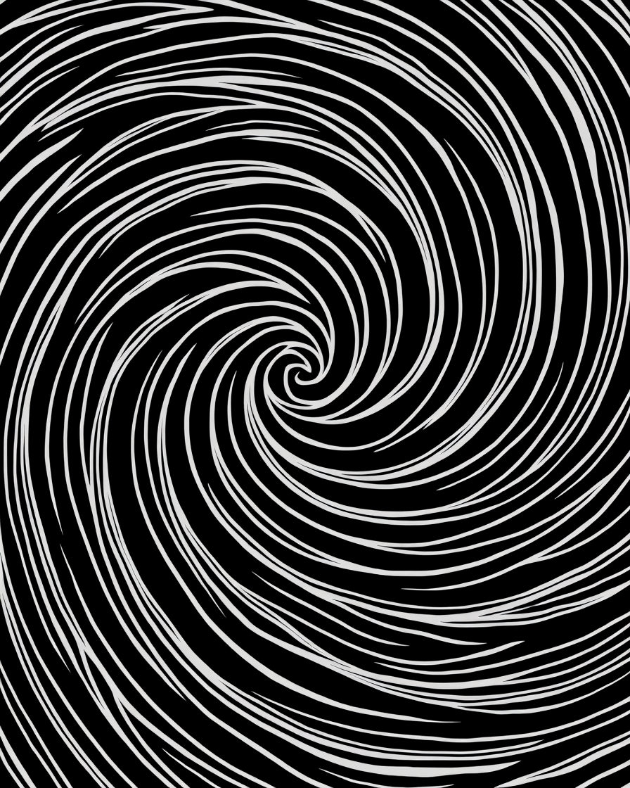 Black White Swirling Lines Design Rug