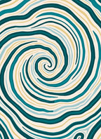 Teal Cream Swirl Pattern Rug