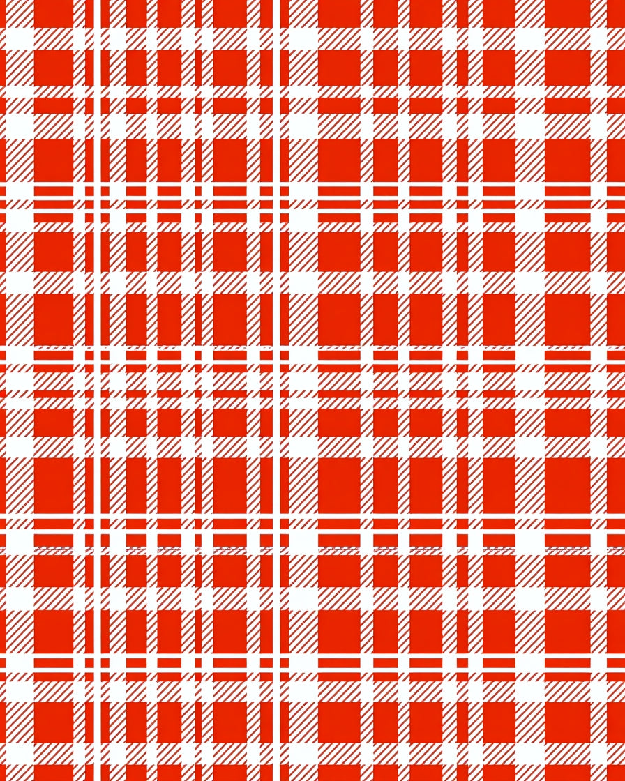 Classic Red and White Plaid Pattern Rug