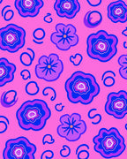Vibrant Fuchsia Abstract Floral Swirls Rug