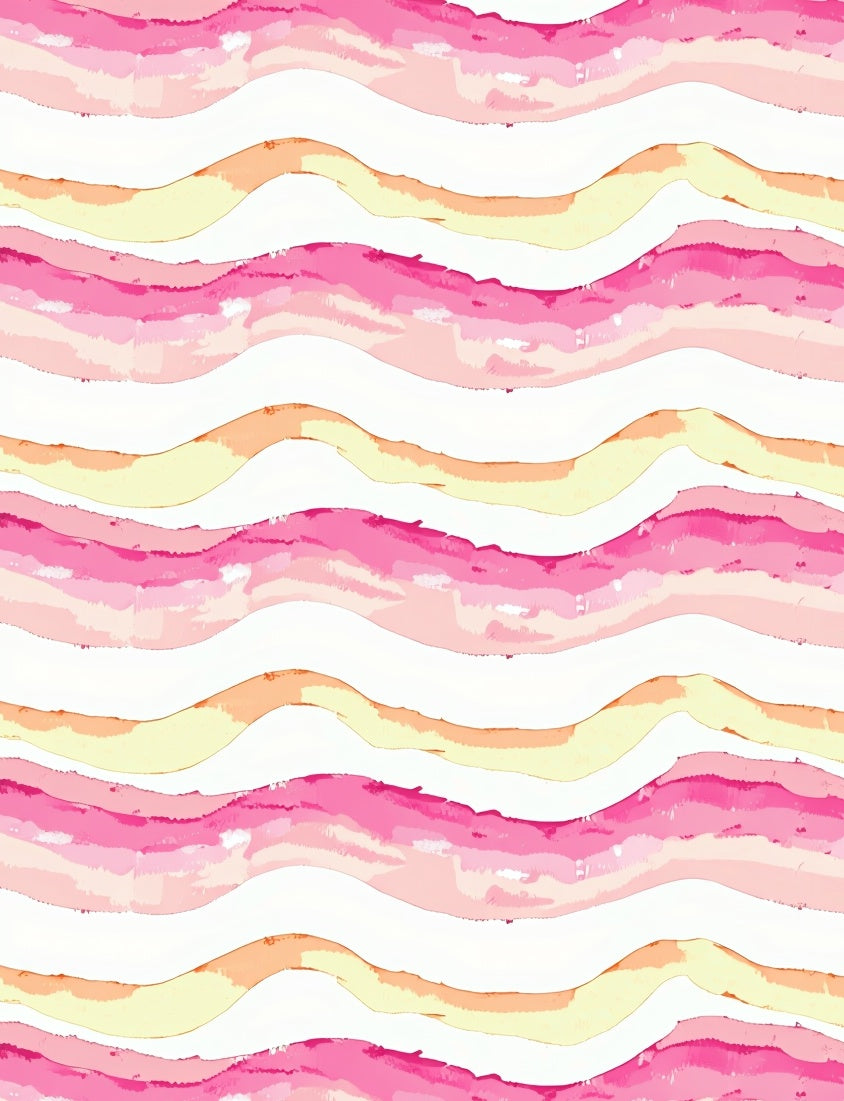 Pink Yellow Wave Pattern Design Rug