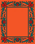 Ornate Floral Vine Border Rug