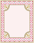Pink Geometric Border With Gold Accents Rug