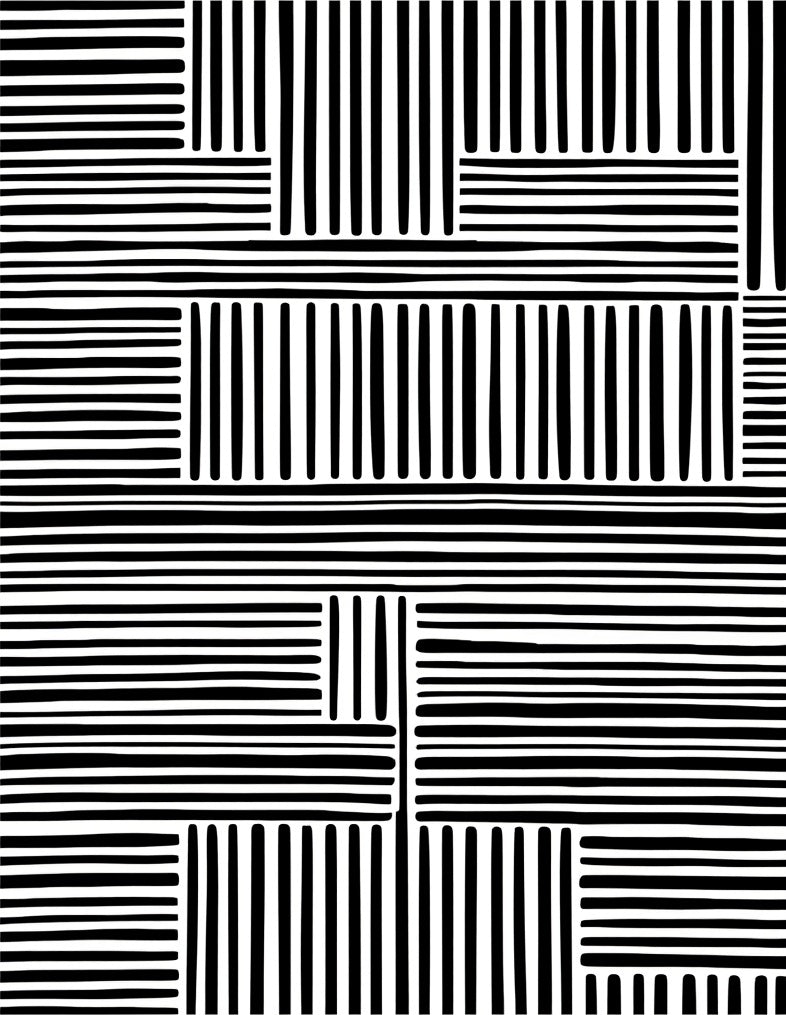 Bold Black White Geometric Stripe Rug