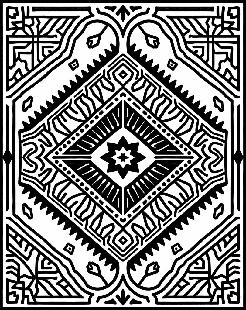 Bold Geometric Star Motif Rug