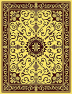 Elegant Yellow Floral Scroll Rug