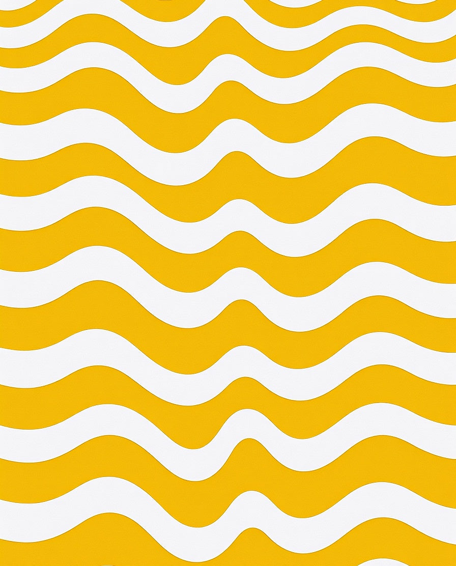 Sunny Yellow White Wavy Pattern Rug