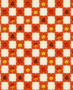 Autumn Leaves Gingham Square Pattern Rug