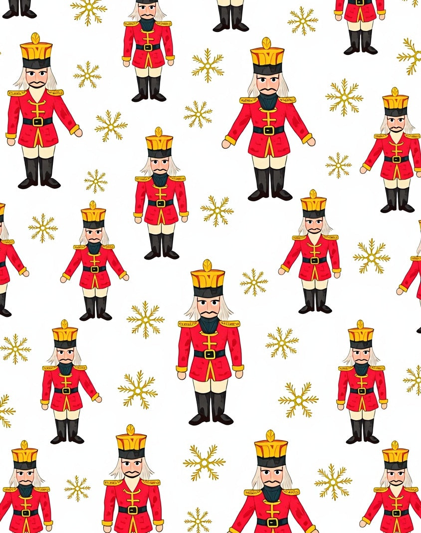 Nutcracker Soldiers Gold Snowflake Pattern Rug