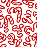 Red Candy Cane Curvy Lines Rug