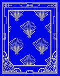 Art Deco Blue Fan Pattern Rug