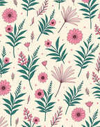 Pink Floral Botanical Pattern Design Rug