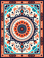 Vibrant Orange Mandala Pattern Rug