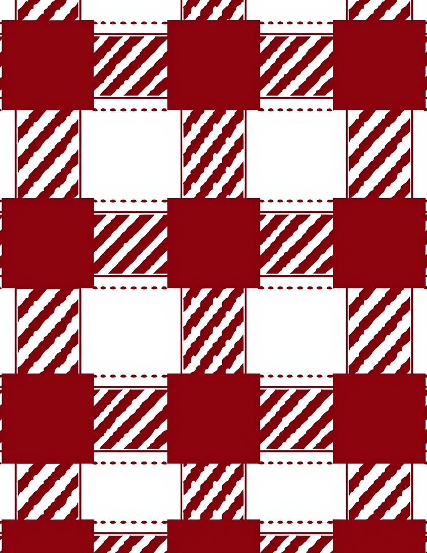 Classic Red Gingham Checkered Design Rug