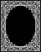 Ornate White Scrollwork Geometric Pattern Rug