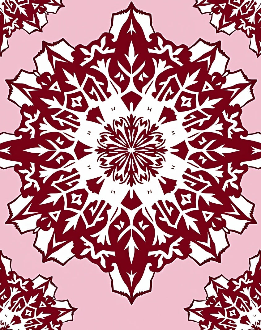 Maroon Floral Mandala Pattern Rug