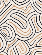 Organic Lines Beige Black Pattern Rug