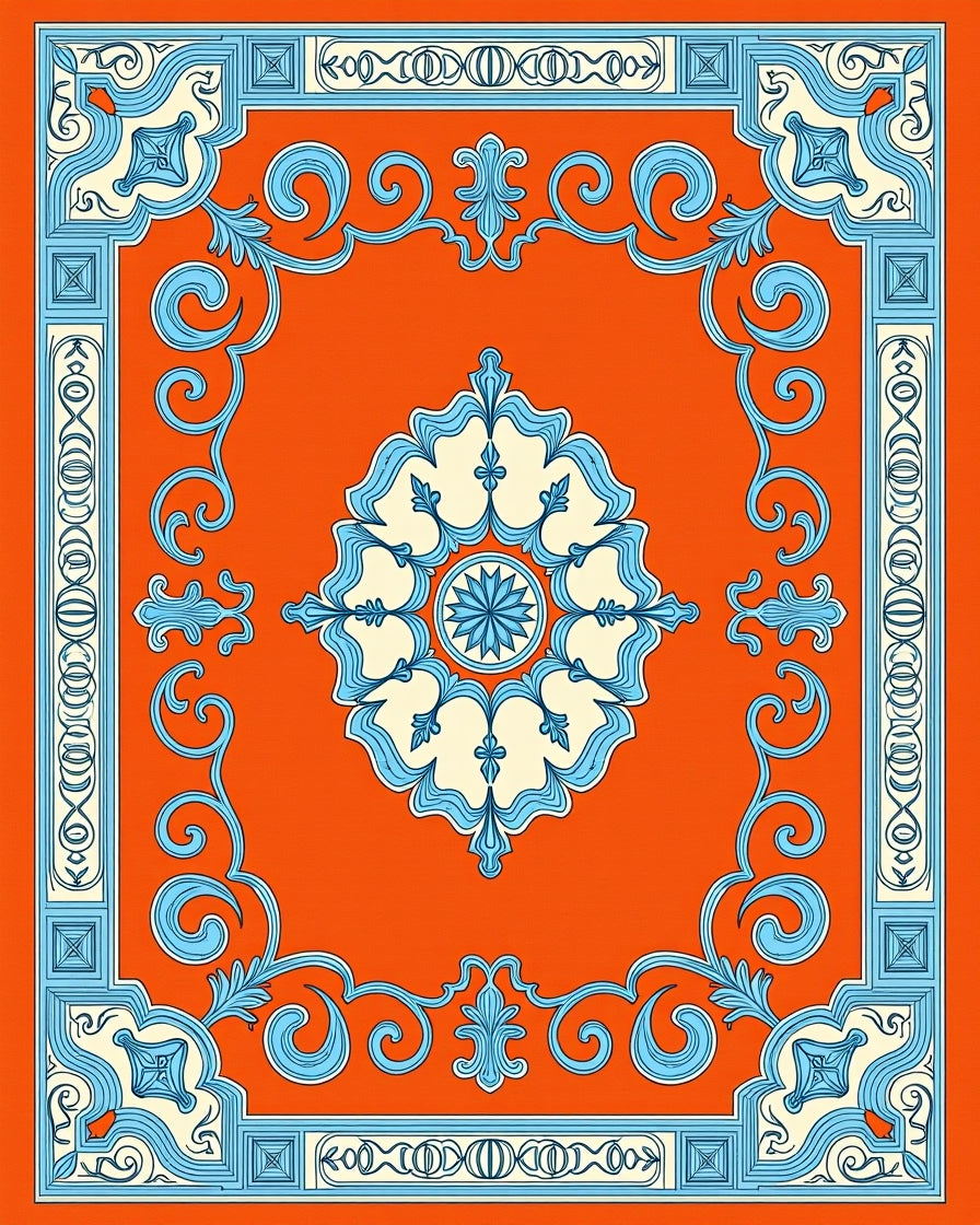 Floral Scrollwork With Medallion Design Rug