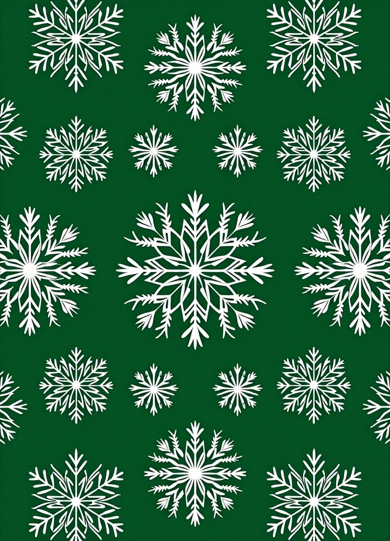 White Snowflakes On Green Background Rug