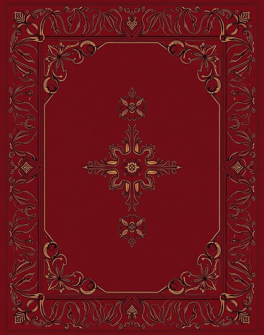 Ornate Floral Red And Gold Pattern Rug