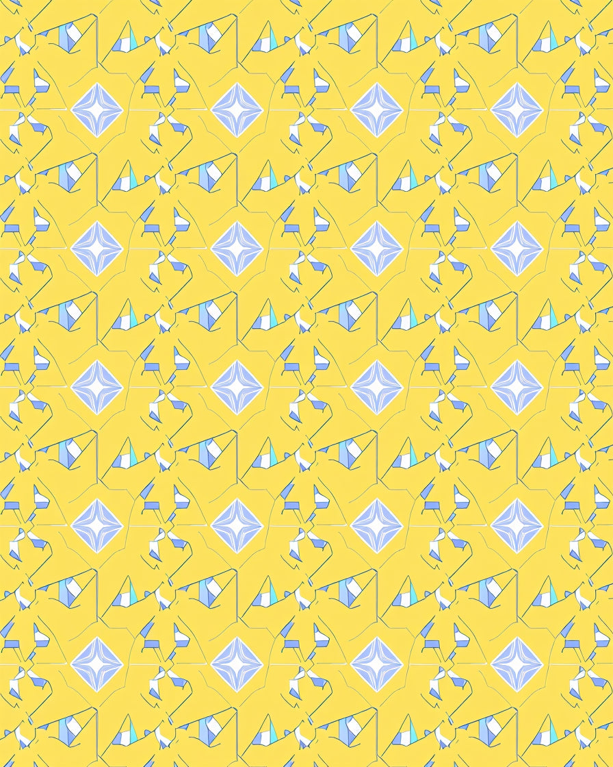 Geometric Abstract Yellow Blue Pattern Rug