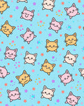 Cute Kawaii Cats With Stars Pattern Rug