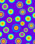 Vibrant Retro Floral Circles Rug