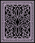 Elegant Scrollwork Black Pink Rug