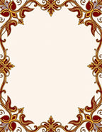 Ornate Red Gold Floral Border Rug