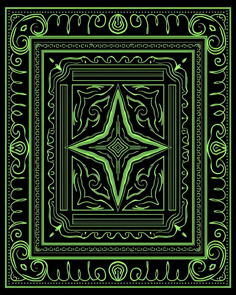 Neon Green Abstract Star Mandala Design Rug