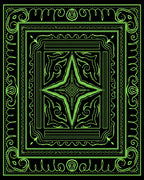 Neon Green Abstract Star Mandala Design Rug