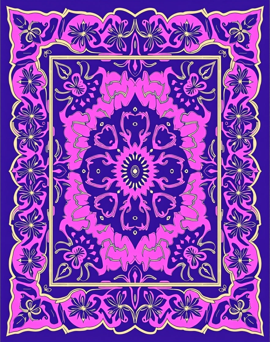 Vibrant Floral Mandala Design Rug