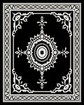 Intricate Black White Starburst Mandala Frame Rug