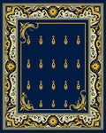 Ornate Gold Navy Floral Scroll Rug