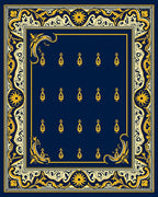 Ornate Gold Navy Floral Scroll Rug
