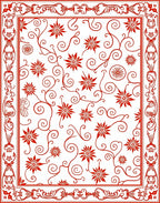 Red Floral Vine Patterned Rug