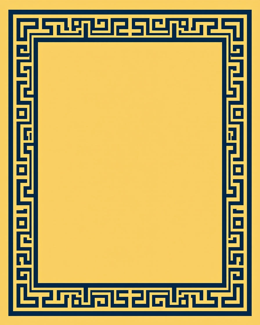 Navy Blue Geometric Border Design Rug